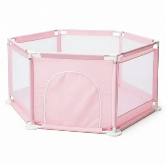 Cercadinho Infantil Rosa Para Bebê Cercado Seguro Desmontável Com Tela Transparente Baby Bear