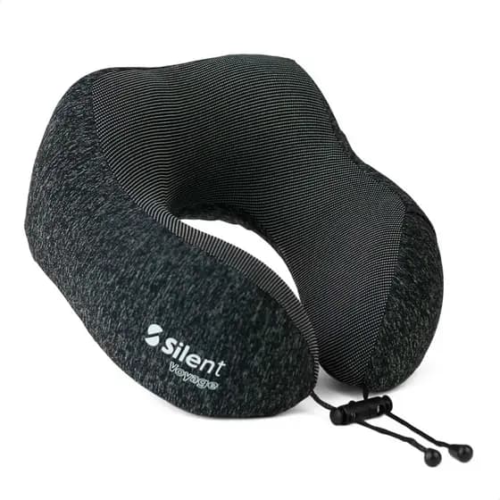 Travesseiro Cervical para Viagem Almofada Ergonômica Memory Foam Portátil com Bolsa Silent | PRETO MESCLADO