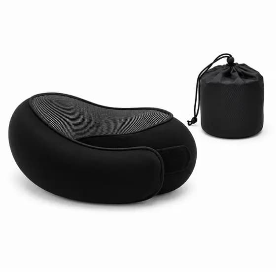 Almofada de Pescoço Memory Foam Para Avião Carro Ônibus Travesseiro Cervical Silent PRETO