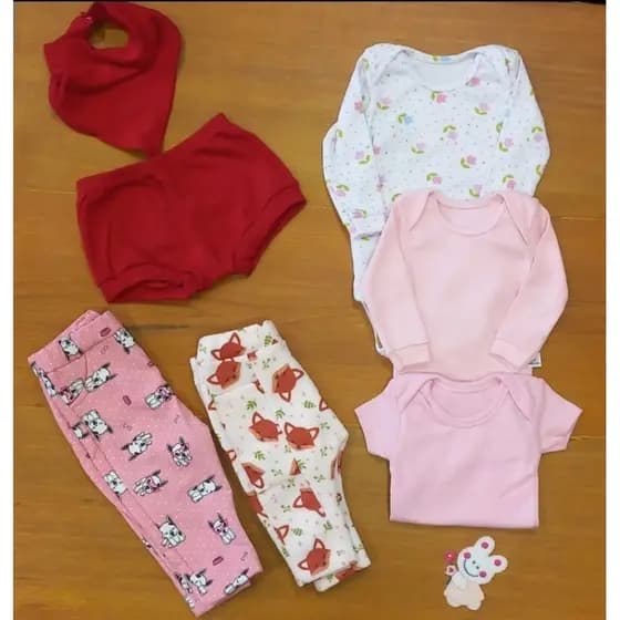 kit de roupa infantil 7 peças - kit de roupa para bebê 7 peças - Kit de roupa para bebê menina e menino