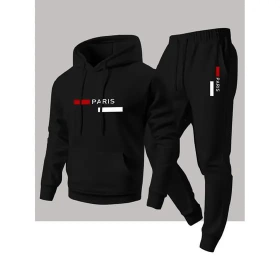 Terno esportivo Casual masculino transfronteiriço moda carta impressa moletom com capuz calças terno de duas peças