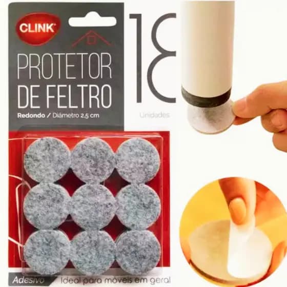 2 Kit Protetor Feltro Redondo 2,5cm 18 Unids Autoadesivo - Total 36 Unidades