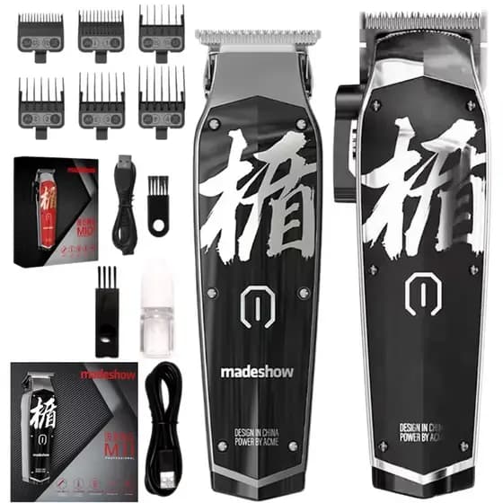 Combo De Máquinas De Corte E Acabamento De Cabelo Madeshow M10 E M11 Profissionais Sem Fio Original