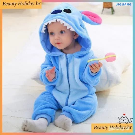 Baby Kigurumi Blue Stitch Romper Recém-Nascido Roupa Para Dormir Infantil Meninos Jumpsuit Meninas Anime Cosplay Pyjama
