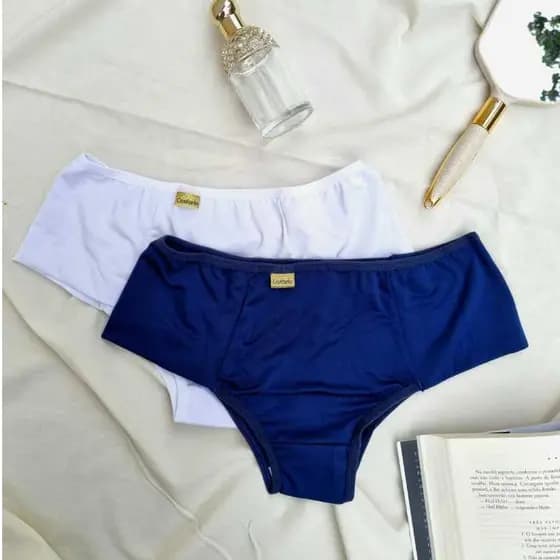 Kit com 3 Calcinha Calçola Cintura Alta lateral Dupla Reforçada Básica Senhora