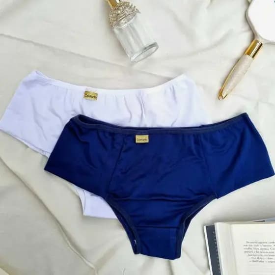 Kit com 3 Calcinha Calçola Cintura Alta lateral Dupla Reforçada Básica Senhora