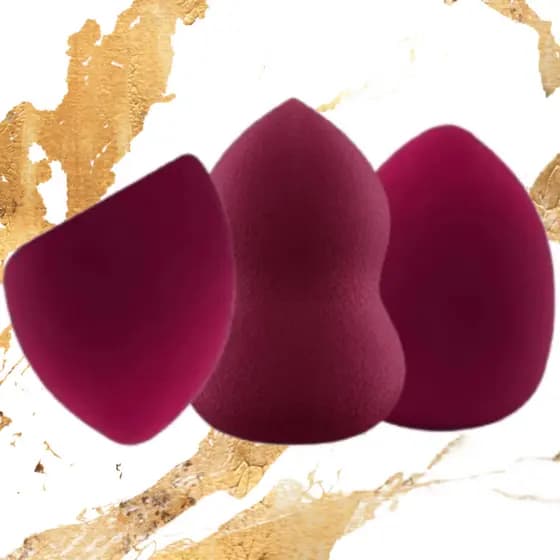 Kit Com 3 Esponjas Para Maquiagem Roxa Chanfrada Blender E Gota 365-053-123