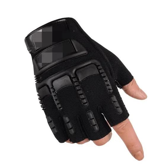 Luva para Prática de Esportes Meio Dedo Preta com Proteção e Grip Antiderrapante