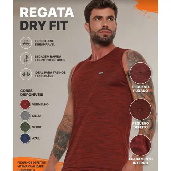 Regata Masculina Dry Fit Academia Treino Esportiva Leve Respirável (Pequenos Defeitos)