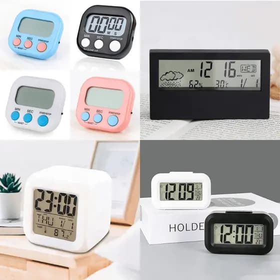 Relogio Digital de Mesa retangular com LED Despertador – Relogio Portátil para Escritório