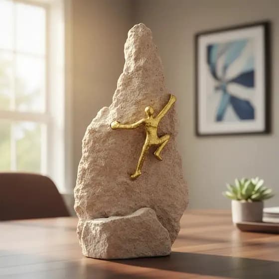 Escultura Decorativo Desafio da Escalada 38cm Enfeie de Resina