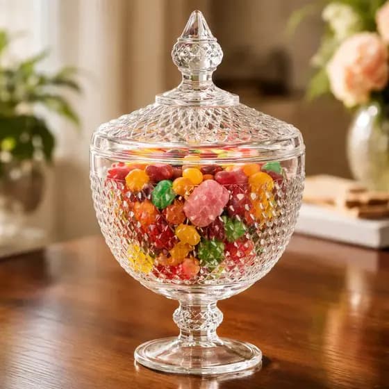 Potiche De Cristal Bico De Jaca Multiuso 28 Cm Bomboniere Baleiro