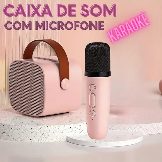 Caixa de Som Karaokê Via Bluetooth Com 1 Microfone Recarregável.