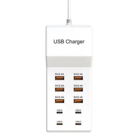 Estação De Carregamento Usb De 50w Com 6 Usb A / 4 Usb C