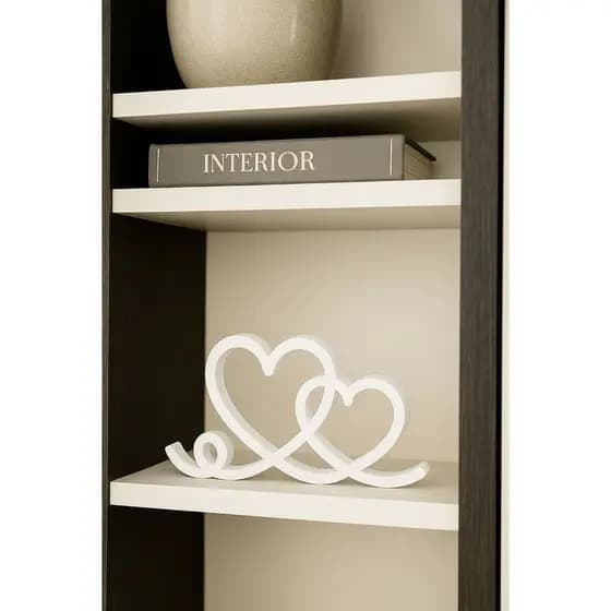 Estatua Decorativo Duplo Coração Romance 23cm - Casal Amor Eterno Enfeite para Mesa Quarto Prateleira Casa lar