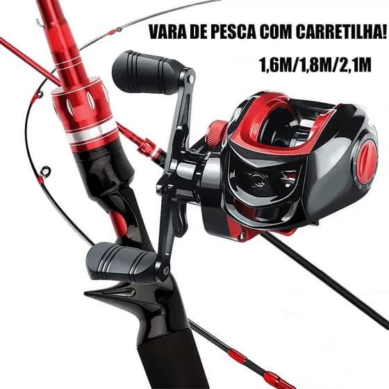 1,6 M/1,8 M/2,1 M E Carretel De Pesca Metálico 7,2:1 Resistente E Durável