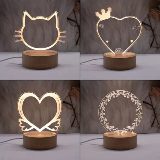 Luminária de Mesa LED 3D Criativa - Luz Noturna Decorativa Luminária-envio imediato