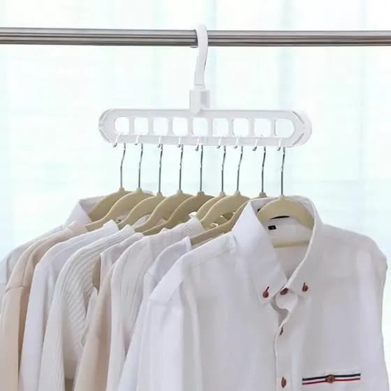 Kit 6 Cabides Mágicos Organizador Retrátil 9 Furos Branco