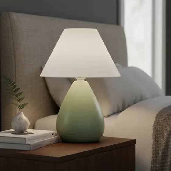 Abajur De Cerâmica Luminaria Verde Pistache Tendencia Para Decoração De Quarto Sala E Escritório