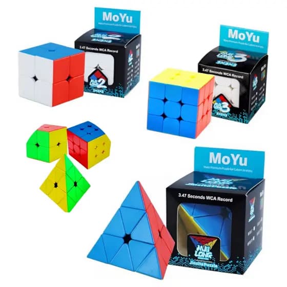 Kit 3 Cubo Mágico 2x2 3x3 e Pirâmide Pyraminx Profissional Puzzle Cor da estrutura Colorido MOYU