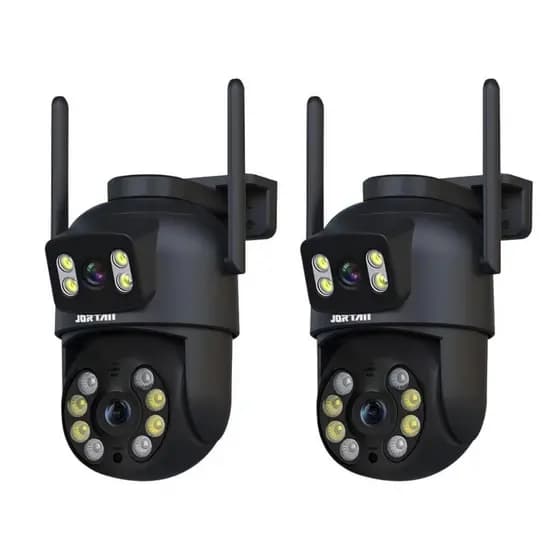Kit 2 Câmera de Segurança Wi-fi Preto Dome de Dupla Lente com Sensor de Movimento - com App ICSEE