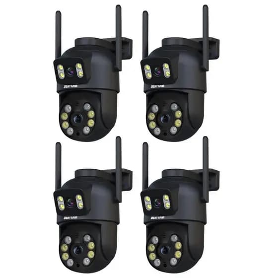 Kit 4 Câmera de Segurança IP Wi-fi Preto IP66 360°de Lente Dupla - com App YOOSEE