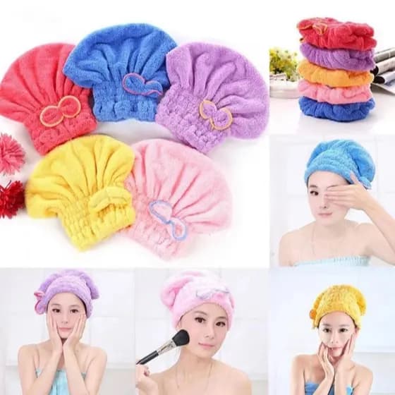 Touca para seca cabelo Touca de Banho Absorvente Toalha de Microfibra