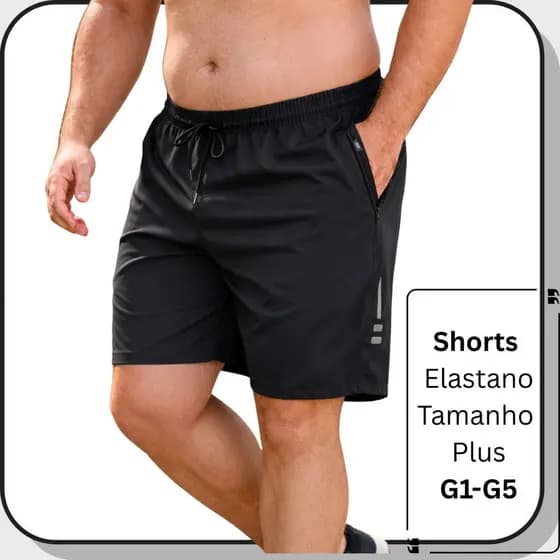 Shorts Bermuda Tactel Masculina Com Elastano e lycra Tam Plus G1-G5 Extra Academia Casual e Treino