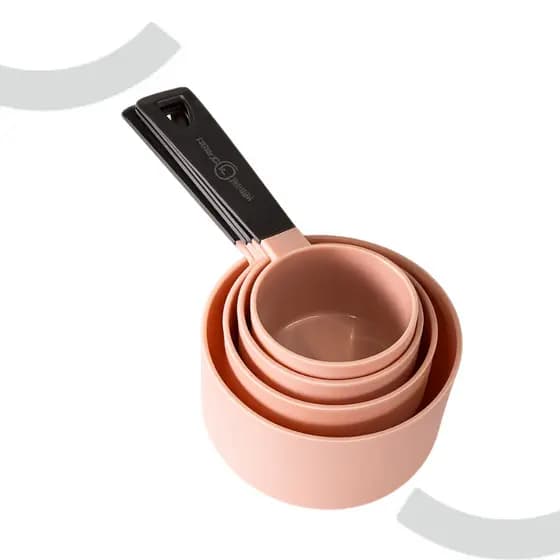 Kit Medidor Rosa Hercules 4 Medidores de Cozinha Colheres Xícaras Práticas