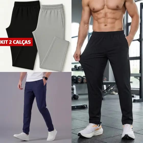 Kit 2 Calça Masculina Dry Fit Com Elastano Esportiva Academia Treino Fitness