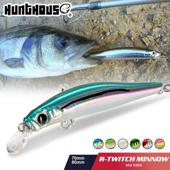 Hunthouse Artista Minnow Isca De Pesca Dura Afundando Wobbler Swimbait 70mm/7g 80mm 8.5g 105mm/18.5g Silêncio De Água Sa