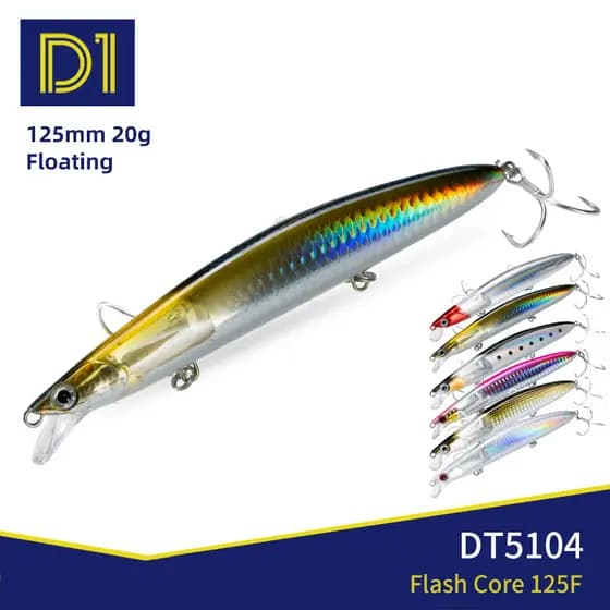 D1 Novo Flash Núcleo 125F Minnow Isca De Pesca 125mm 20g Fundição Longa Jerkbait Wobbler WTD Flutuante Peixe Enfrentar P
