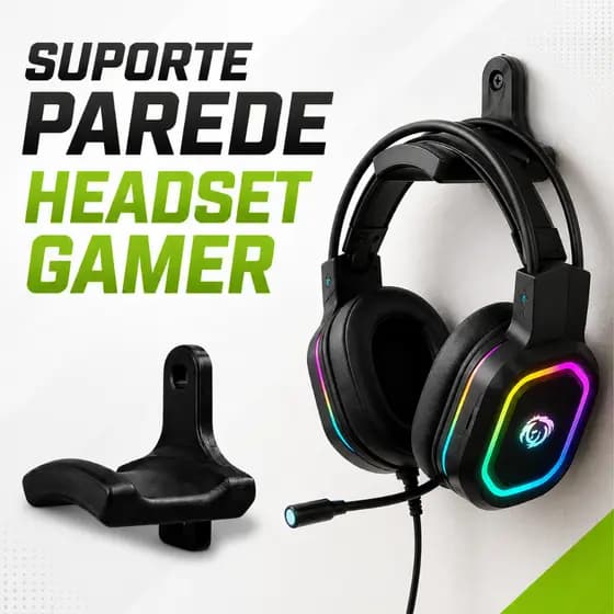 Suporte Parede Fone Ouvido Headset Headphone Parafusos Bucha Gamer Organização Setup Influencer