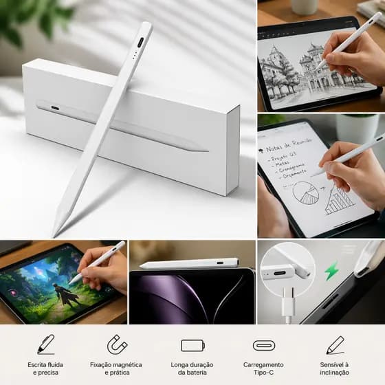 Caneta Touchscreen Universal Ponta Fina Stylus Tablet Celular Precisão Desenho Escrita