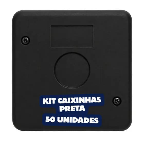 Kit 50 Caixa Preta Sobrepor Plástica Organizadora passagem cftv com 2 parafuso afli