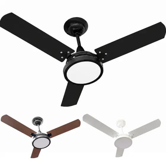 Ventilador de Teto 3 Pás Com Luminária Plafon LED com Inverter 3 Velocidades afli