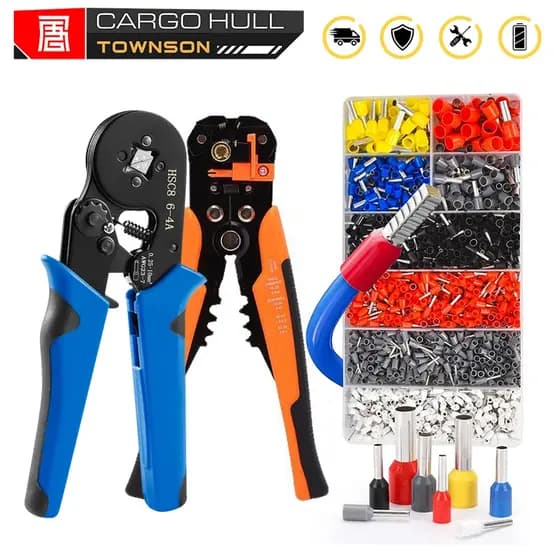 Kit Alicate Crimpar Eletricista Master - 1200 Terminais Ilhos - Alicate Descascador 0,25 Até 10mm²