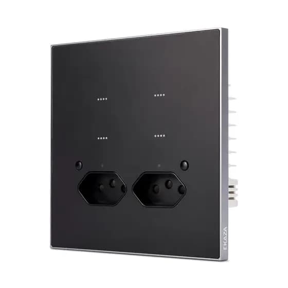 Interruptor Wifi Inteligente Vênus Soft Touth 4 Botões 4x4 C/tomada Preto Alexa Ekaza Ektl-t4075-4p