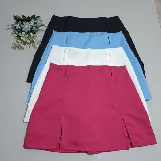 Short Saia Alfaiataria Feminina Com Zíper Lateral Moda verão