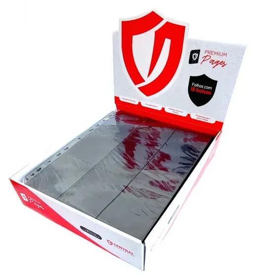 10 Folhas Pretas Premium Para Fichário Central Pages Com 18 Bolsos Pokemon Magic