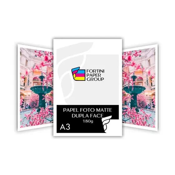 Papel Fotográfico A3 180g Matte Dupla Face 100fls | Fosco Profissional Branco | À Prova d’Água | Inkjet