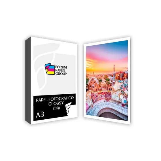 100 Folhas Papel Fotográfico A3 230g Glossy Premium | Brilho Intenso | À Prova d’Água | Para Inkjet Alta Qualidade