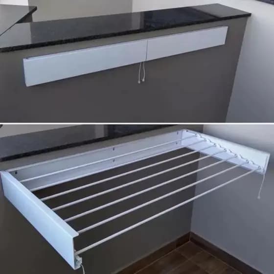 Varal Mágico 60 cm – Retrátil com 4 Varetas de Alumínio que Não Enferruja