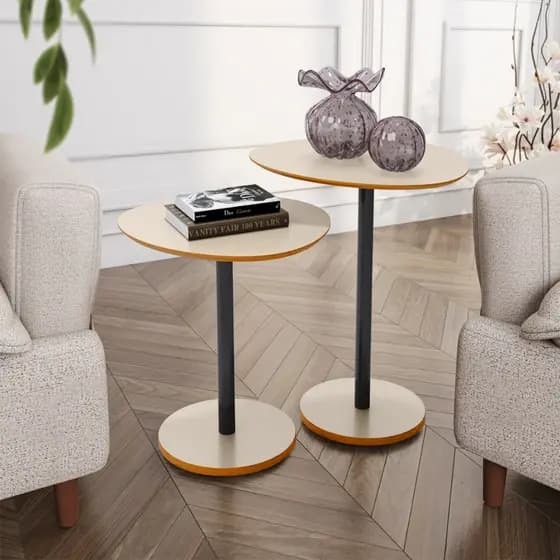 Conjunto de Mesas Orgânicas Modernas – Sala elegante, design fluido, durável e sofisticado.