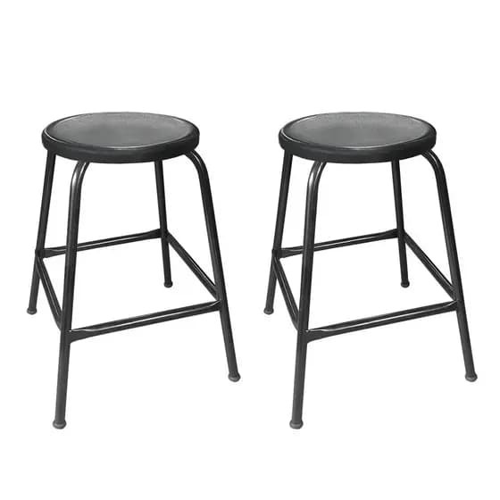 Kit 2 Bancos Baixo 45 cm de Metal Empilhavel Assento Preto