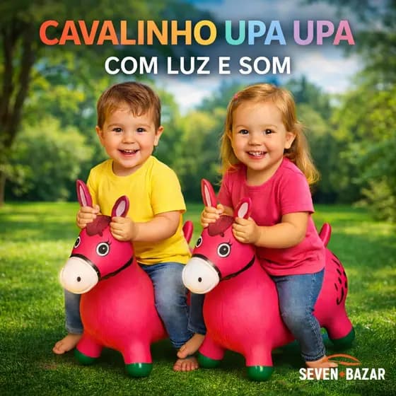 Cavalinho Upa Upa inflável Pocotó Brinquedo Pula Pula Musica Infantil Com Musica e Led Inflavel