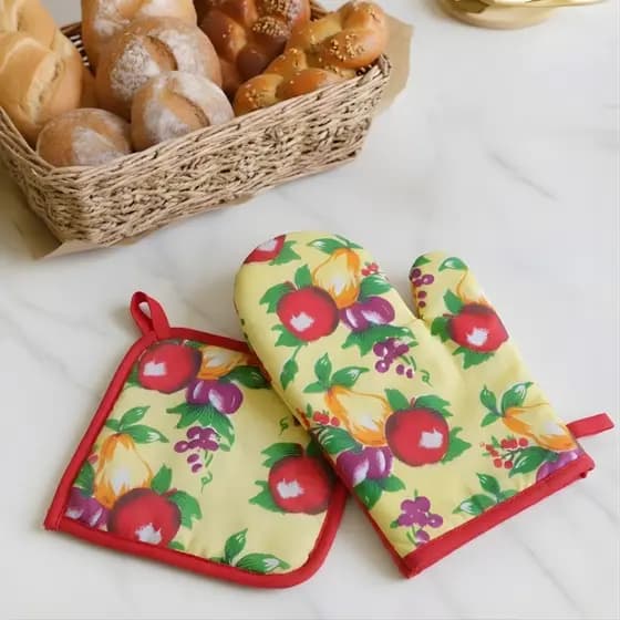 Kit Luva Térmica Pegador Panela Quente Cozinha Descanso Forno Térmico Segurança