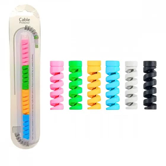 Cartela com 04 Protetor de Cabo em Silicone Espiral para Fio Celular Carregador USB Altomex CP-01