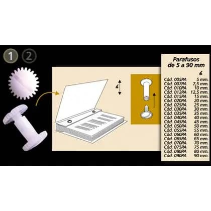 Parafuso Plástico 70 mm Pct.c/ 10 pçs Para Pastas Catálogos SI