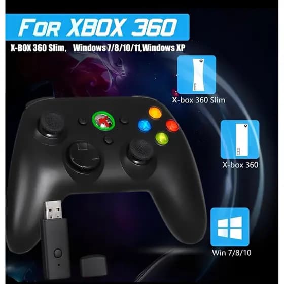 Joystick Gamer Controle Sem Fio para Xbox 360 e PC Bateria Recarregável Design Ergonômico Estável
